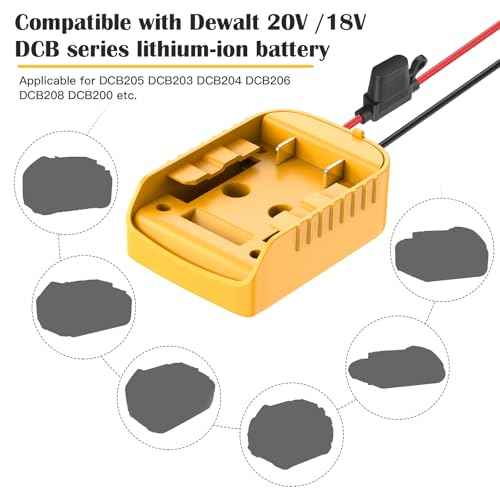 1 Packs Power Wheel Adapter for Dewalt 20V Battery Adapter Power Wheel Battery Converter with Fuse & Switch & Wire Terminals 12AWG Wire for DIY Rc Toys and Ride On Truck