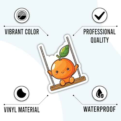 Fruit Orange Stickers 50 Pieces Vinyl Waterproof Decal for Laptop Water Bottle Phone Car Window Bike Motorcycle Stakeboard Scrapbook Oranges Sticker Gifts for Kid Adult