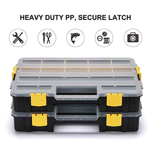 Mayouko Stackable Plastic Toolbox Organizer, Interlocking Small Parts Organizer, Compartment Toolbox for Screw,Nail,Hardware, 2PCS
