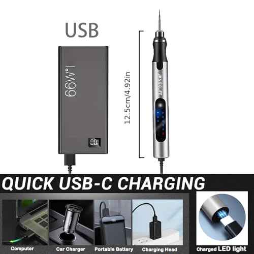 Electric Engraving Pen, 3-Speed Mini Cordless Rotary Tool Kit with 54 Accessories - USB-C Rechargeable for Wood, Metal, Glass, Plastic - Ideal for DIY, Jewelry & Craft Projects