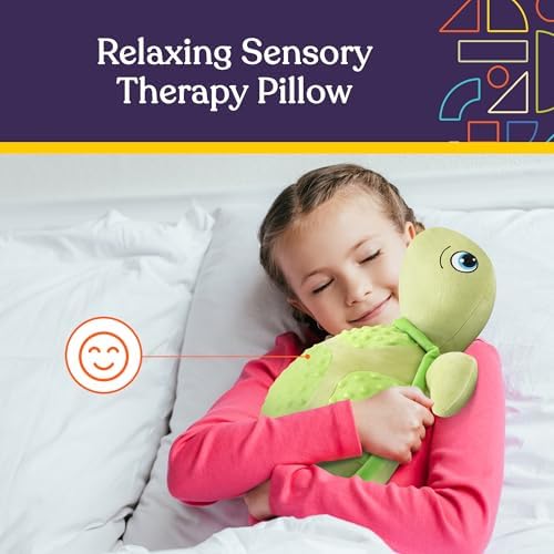 Special Supplies Vibrating Pillow Sensory Pressure Activated Calm for Kids and Adults, Plush Minky Soft Cover-Textured Therapy Stimulation Bumps 3 Vibration Modes, Music & Voice Recording (Turtle)
