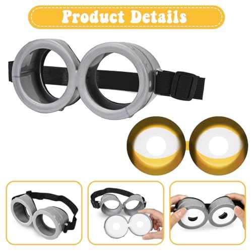 MOVINPE Halloween Costume Accessories, Steampunk Goggles Glasses Yellow Beanie Hats Elastic Suspenders Socks Gloves Buttons Halloween Cosplay Party Set