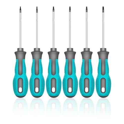 Torx Screwdriver Set, 6-Piece Small Star Screwdriver Set with T5, T6, T7, T8, T9, T10 Mini Security Torx Screwdrivers, Professional Non-Slip Cushion Grip Magnetic Screw Driver Set Kit (Green)
