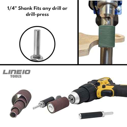 LINE10 Tools 16pk Zirconia Sanding Drum and Sleeves Set, Spindle Sander Attachment for Drill and Drill-Press, Die-Grinder, 2-inch Extra Long Surface, Ideal for Knife Making, Works on Stainless Steel