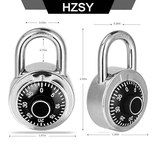 Combination Padlock 12 Pack, Fixed Dial Combination Padlock with Different Combinations, 2 in. Wide. Black Turntable, Lock for Gym & Locker, School, Toolbox, and More