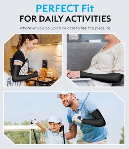 KEKING Lymphedema Compression Arm Sleeve with Gauntlet for Women Men, 20-30 mmHg Medical Graduated Compression Arm Brace, Full Arm Support Brace for Pain Relief, Arthritis, Swelling, Single Black XXL