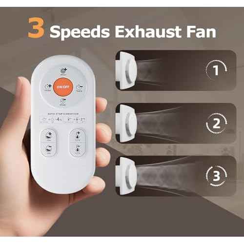3 Speed Bathroom Exhaust Fan with Humidity Sensor & Remote Control, Timer Humidity & Temperature Control Quiet Upgraded 2600RPM Bathroom Fan for Attic Basement Garage P119A(4 inch Exhaust Fan)