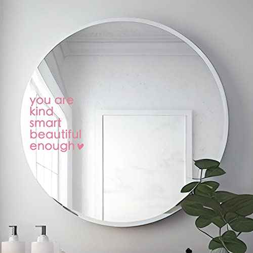 2X Self Affirmations Mirror Decal, Self Confidence, Bathroom Entryway Decal, Mirror Affirmation, Vinyl Sticker, Salon Mirror Sticker, Positive Vinyl, Set of 2 (Pink)