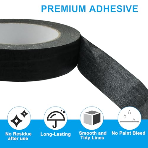 2 Rolls Black Masking Tape, 1" x 55 Yards Medium High Tack Masking Tapes, All Purpose Label Tape for Painting, DIY, Home, School, Office, Labeling and Crafts