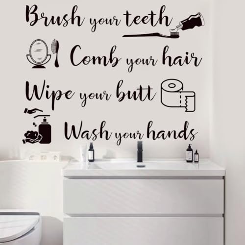 Bathroom Wall Decals Sticker Bathroom Funny Sayings Quotes Wall Sticker Vinyl Peel and Sticker Home Sign Art Decals for Toilet Shower Room Home Decoration.