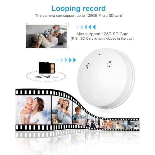 HD 1080P WiFi Smoke Detector Hidden Camera Nanny Cam with Motion Detection,Indoor Spy Camera for Home Security Cameras