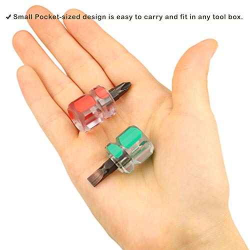 Sewing Machine Screwdriver Mini Stubby Screwdriver Set - Ultra Short Pocket Screwdrivers for Narrow Spaces, 4 Pieces with Flat Head and Phillips Head