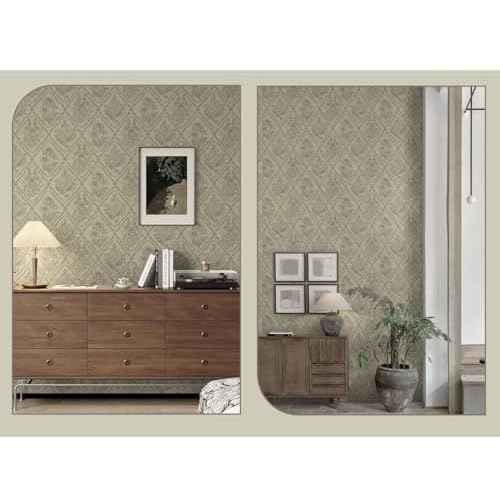 Kitico Peel and Stick Wallpaper Vintage Bohemian Wallpaper Brown Contact Paper Flower Removable Waterproof Bathroom/Bedroom Cabinets Self Adhesive Vinyl 17.3 inches x393.7 inches