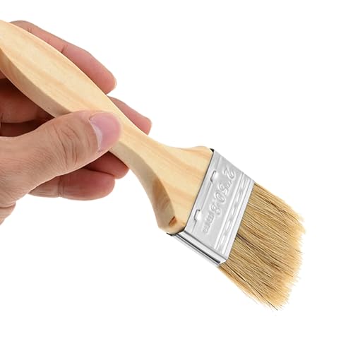 dophee 3PCS Chip Paint Brushes 1Inch 1.5Inch and 2Inch Assortment Natural Bristles Wooden Handle Flat Brushes Set for Painting Walls Fence Staining Household