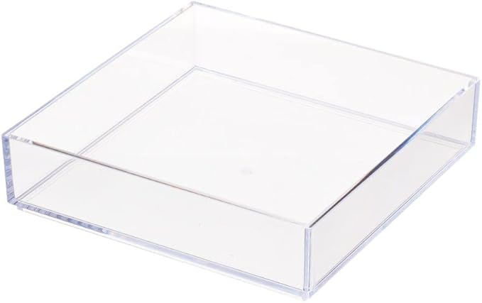 iDesign Decorative Countertop Vanity Tray Organizer for Bathroom, Bedroom, Closet, Entryway, The Clarity Collection Ã¢ÂÂ 8" x 8" x 2", Clear