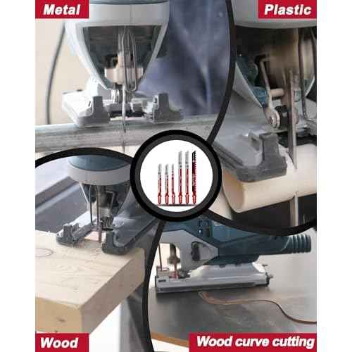 50PCS T-Shank Jigsaw Blades Set - FOCSTOL HSS/HCS Jig Saw Blades for Cutting Metal, Wood and Plastic (T118A,T118B,T101AO,T101B,T101BR,T144D)