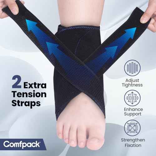 Compression Ankle Ice Pack Wrap for Sprain & Fracture, Ankle Support Brace with 2 Cold Packs, Reusable Gel Cold Hot Therapy for Injuries, Plantar Fasciitis, Achilles Tendonitis, Surgery