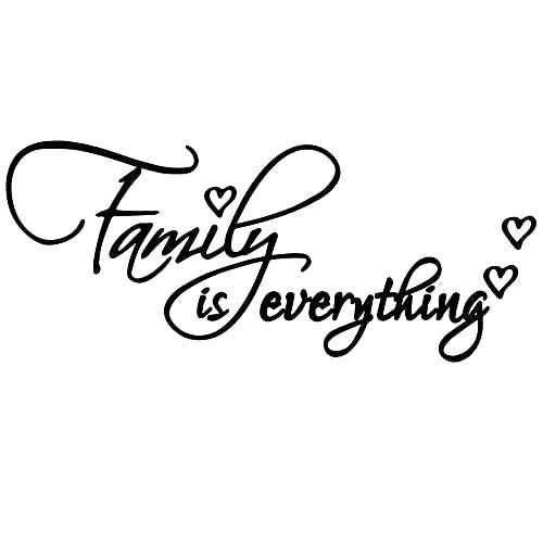 Family is Everything Heart Shape - Carved Black Vinyl Quotes Wall Decal Room Decoration Home Decor Art Letters Lettering Words for Living Room Bedroom
