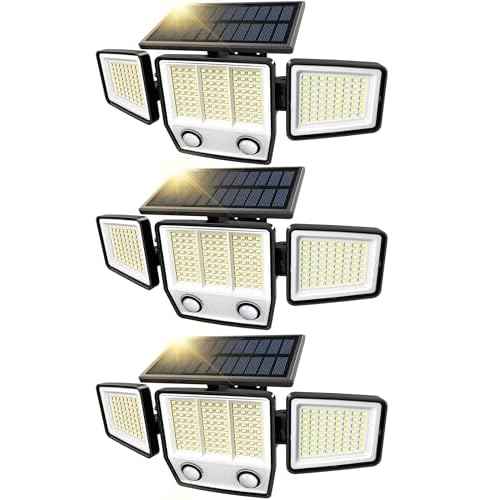 Solar Motion Sensor Outdoor Lights Waterproof - 3000LM 3 Modes Security Lights Outdoor 270¡Æ Illumination IP65 LED Solar Flood Wall Light for Garden Yard Patio Pathway (Modern, 3)