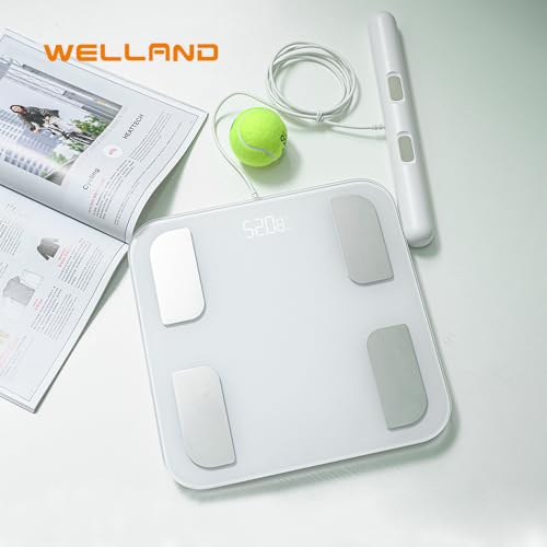 Fitdays Smart Body Fat Scale | Advanced 8-Electrode Technology for BMI/20+ Body Metrics | Full-Color LED & High Precision | Bathroom Weight Scale for Fitness/Weight Loss (FG2001B-A-WHITE)