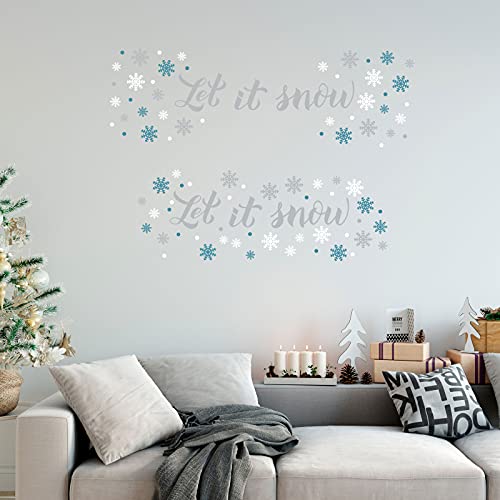 84 Pieces Christmas Wall Decals Snowflakes Wall Stickers Let It Snow Window Stickers for Home Decor Wall Art Window Bedroom Party Supplies