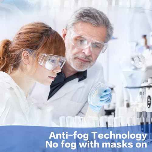 Clear Safety Glasses Over Eyeglasses, Anti-Fog Scratch Safety Glasses for Men Women Adults