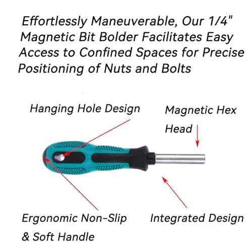 Bit Driver Handle,2 Pieces 1/4 inch Bit Driver Magnetic Screwdriver Bit Holder,6.35mm Hex 110mm Long Mini Short Strong Bit Holder Extension with Non-slip Handle Nut Driver