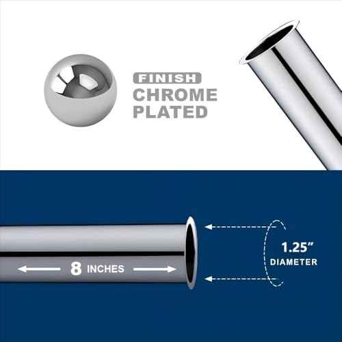 ZM Heavy-Duty Flanged Sink Tailpiece, 8 inch Length, 20GA Chrome (1-1/4'')