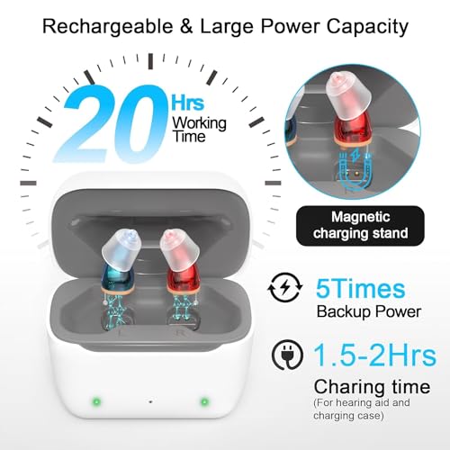 Not Amplifier True Hearing Aids for Seniors Invisible Rechargeable with Hearing Loss 11 Channel Noise Cancelling Small Discreet In Ear Easy to Use Comfort Fit