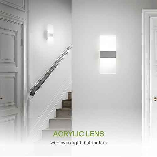 ASD 12 Inch LED Indoor Wall Sconce - Modern Interior 12W 2700K-5000K Adjustable Dimmable Wall Mounted Light Fixtures, Acrylic Glass Wall Lights for Stairway, Hallway - UL, Brushed Nickel, 2 Pack