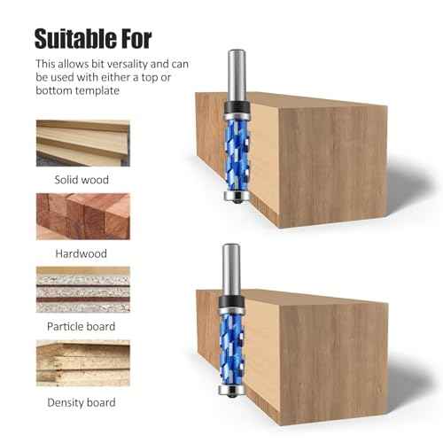 HOZLY Flush Trim Router Bit 1/2" Shank, Double Bearings Flush Trim Bit 1/2 Spiral Trimming Bit, Wood Router Tool Hardwood Flush Cut Router Bit Router Template Bit for Wood MDF(2PCS)