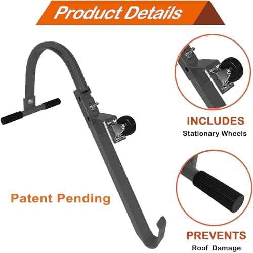 Roof Ladder Hook with Wheel Heavy Duty Ladder Stabilizer for Roof Ridge Extension Ladder, Rubber Grip T-Bar for Damage Prevention Lock Jaw Ladder Grip,Fast & Easy to Access Steep Roofs(Patent)