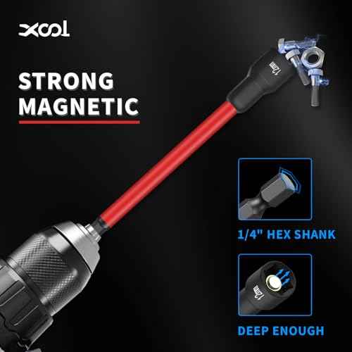 XOOL 16 PCS Long Magnetic Nut Driver Set, 6" Metric & SAE Nut Driver Bit Set for 1/4" Quick-Change Hex Shank, Impact Drill, with Mini Ratchet Wrench & Storage Bag