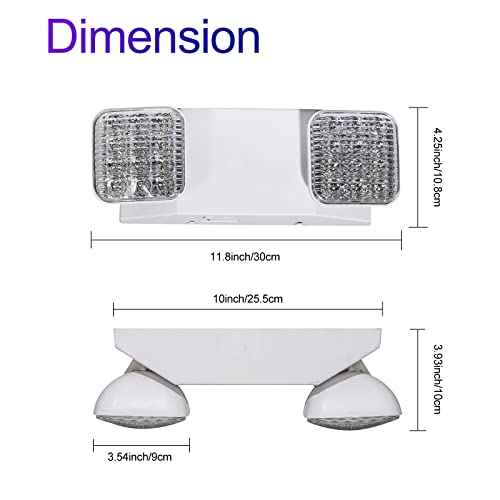 CM MZY Emergency Lights with Battery Backup,Commercial Emergency Light,Two Adjustable LED Light Head Emergency Lighting Fixtures,120-277V AC, UL Certified,2 Pack