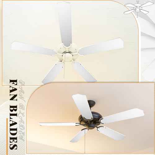 5Pcs Replacement Fan Blades for 42 52 Ceiling Fan Waterproof Weatherproof Blades Replacement for Broken Substitution Indoor Outdoor Summer(White,52 Inch)