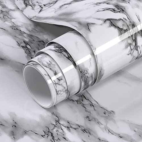 Black and White Marble Contact Paper 15.7 x 78.7 Inches Peel and Stick Wallpaper Vinyl Self Adhesive Removable Waterproof Wall Paper for Countertop Cabinet Shelf Liner Kitchen