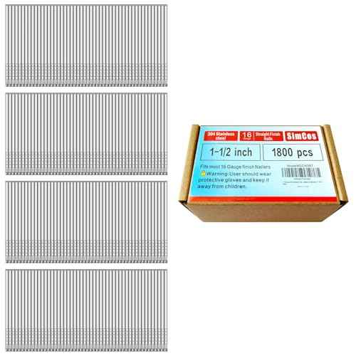 16 Gauge 304 Stainless Steel Straight Finish Nails, Assorted Size Project Pack for Pneumatic, Electric Finish Nailer or Nail Gun (1-1/2")