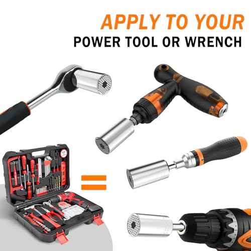 Dusor Gifts for Men Super Universal Socket Tools, Stocking Stuffers for Men, White Elephant Gifts for Adult, Gift for Him Who Have Everything, Gift Under 10 Dollars Socket Set with Power Drill Adapter