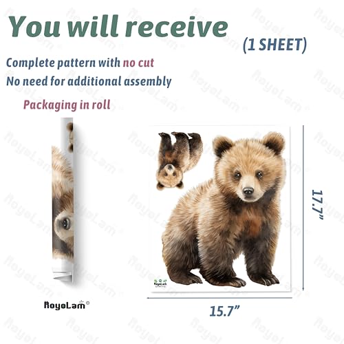 Lifelike Bear Wall Stickers for Nursery Little Bear Animal Wall Decal Stickers Peel and Stick Wall Art Home Decor Wall Stickers for Living Room Bedroom Bathroom Classroom Library