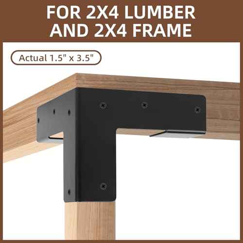 Work Bench Brackets, 8 Pieces 2 x 4" Steel Corner Brackets Right Angle Corner Support Bracket for DIY Shelving Work Table Furniture Repairs (Actual 1.5"x3.5")