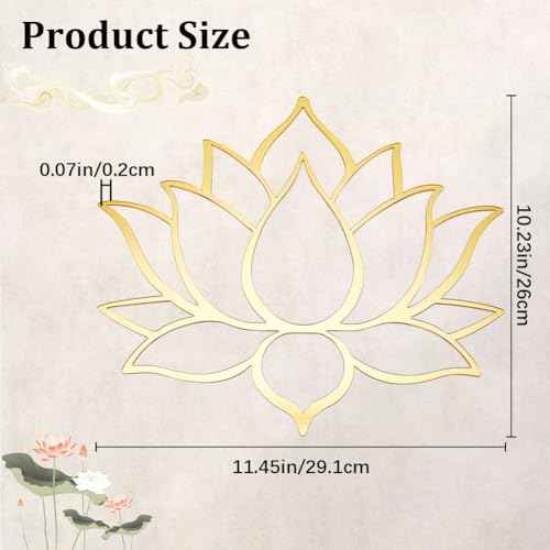 CREATCABIN Mandala Lotus Acrylic Mirror Wall Stickers Flower 3D Mirror Decals Golden Mirror Modern Art Mural Wall Stickers Decor Self-Adhesion Removable for Living Room Bedroom Home 11.5 x10.2Inch