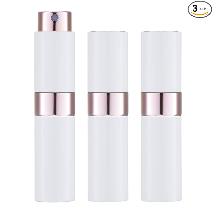 LISAPACK 8ML Atomizer Perfume Spray Bottle for Travel (3 PCS) Empty Cologne Dispenser, Portable Sprayer (White)