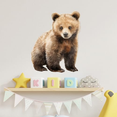 Lifelike Bear Wall Stickers for Nursery Little Bear Animal Wall Decal Stickers Peel and Stick Wall Art Home Decor Wall Stickers for Living Room Bedroom Bathroom Classroom Library