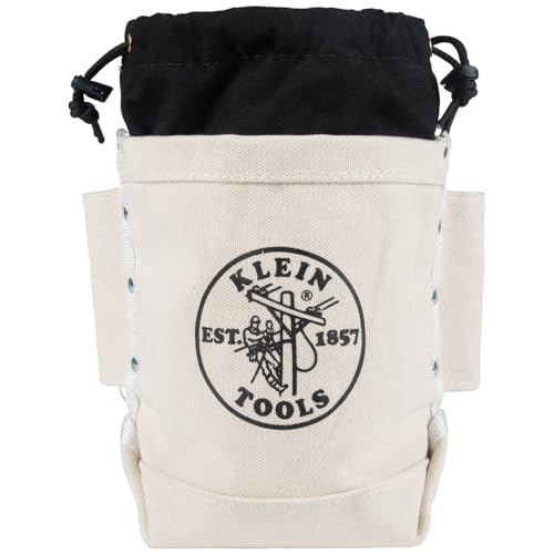 Klein Tools 5416TC Tool Bag, Top Closing Bolt Bag with 3-Inch Drawstring, Load Rated with Tunnel Connect, 5 x 10 x 9-Inch