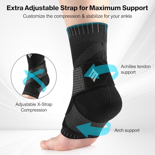 NEENCA Ankle Brace for Women & Men, Ankle Support with Compression Wrap, Compression Sleeve for Sprained Ankle, Swelling & Heel Spur Pain, Plantar Fasciitis Sports, Achilles Tendonitis Pain Relief