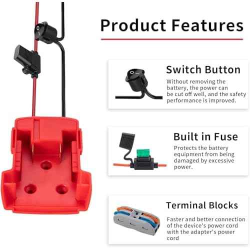 Power Wheel Adapter Set for Milwauke 18V Battery with 14AWG Wire for Robotics, Work Lights, RC Trucks, and RC Toys