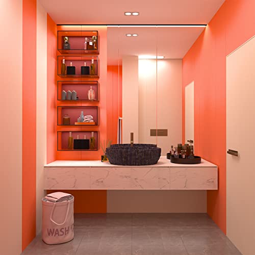 Bright Orange Wallpaper 88" X 16" Orange Contact Paper Peel and Stick Wallpaper Self-Adhesive Wall Paper Renter Friendly Wall Sticker Decoration for Girls Bedroom Bathroom Kids Room Walls