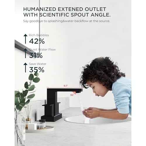 FORIOUS Black Bathroom Faucet Centerset 2 Hole, Square 4 Inch Matte Black Centerset Bathroom Sink Faucet 2 Handle with Metal Pop Up Drain, 24" CUPC Hose and Spare Water Saving Aerator