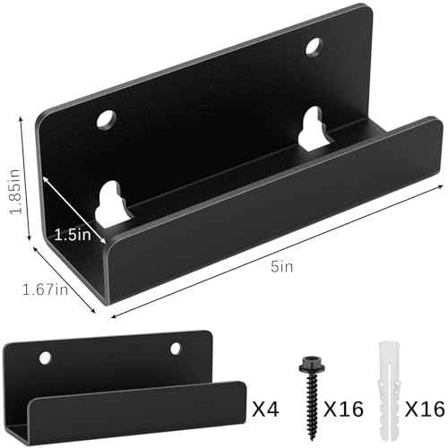 4Pcs Ladder Hanger for Wall Steel Wall Mount Bracket Heavy Duty Ladder Hanger Garage Tile Hanger Bracket Billboard Hook Garage Wall Bracket Folding Chair Ladder Storage Tool (Black)