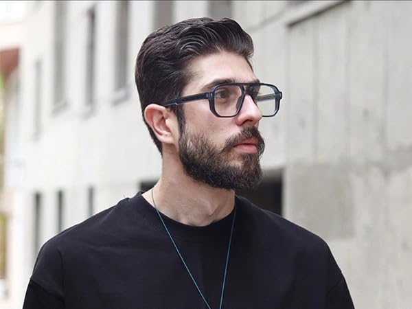 PORADAY Blue Light Blocking Glasses for Women Men 70s Retro Square Aviator Eyeglasses Rectangle Computer Eyewear